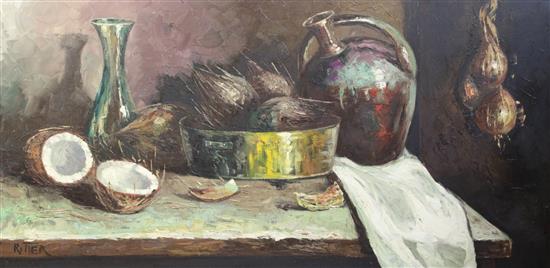 Ritter Table top still life with coconuts 60 x 120cm